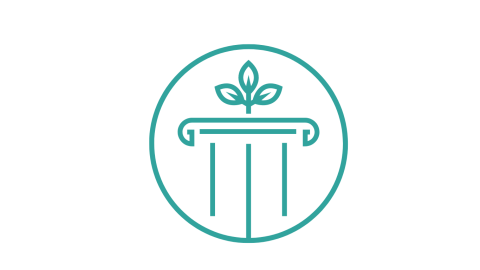 Cartoon image of a plant growing on a column