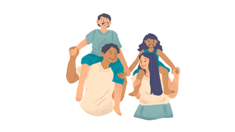 Cartoon image of a family
