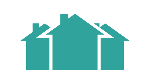 Cartoon image of 3 houses